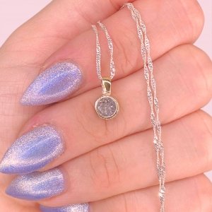 Cadena Singapur Fino Brilloso y Dije Susanita 8mm Blanco de Plata enchapado en Oro